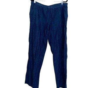 A1A LIZ CLAIBORNE' Classic Navy Blue Cotton/Linen Pant Size M